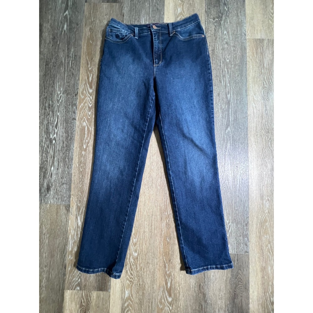 Gloria Vanderbilt Amanda Jeans Women 10 Blue Dark Wash Straight Leg High Rise